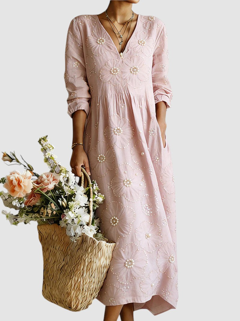 Lina - Elegant blomstret midikjole