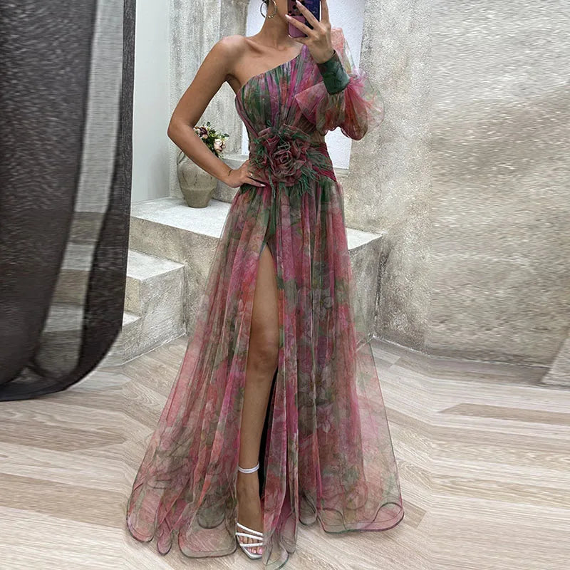 Philena - Elegant farverig maxikjole