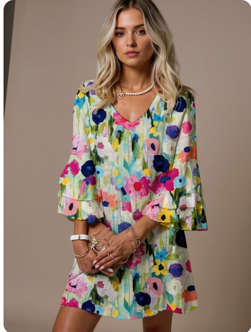 Mia - Blomstret minikjole