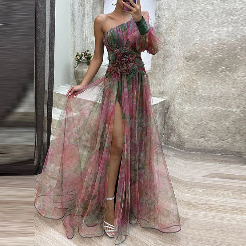 Philena - Elegant farverig maxikjole