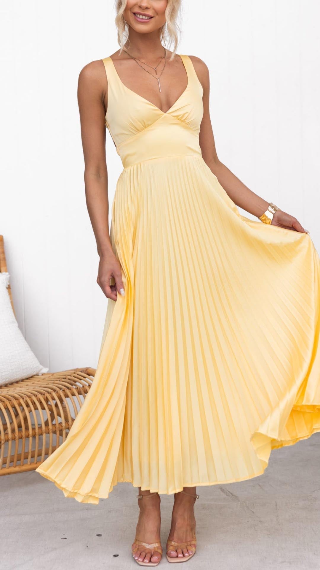 Aby - Elegant plisseret maxikjole