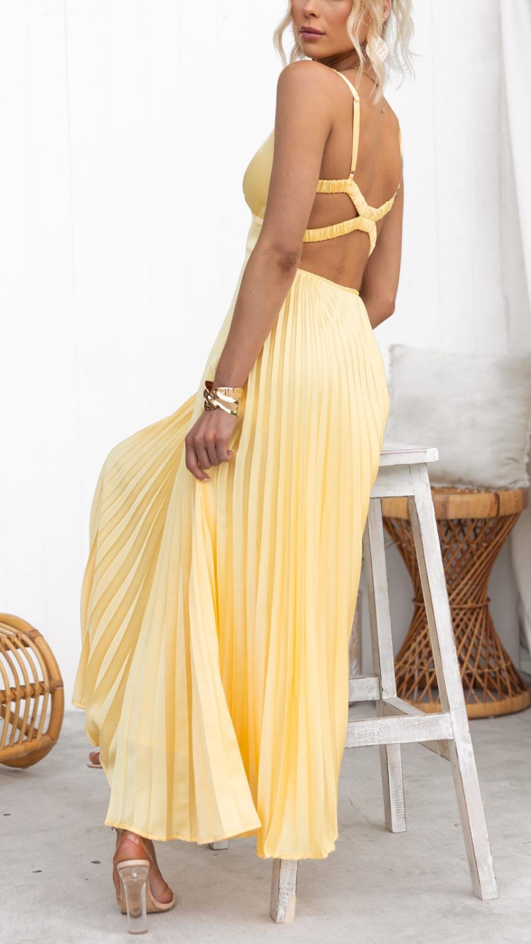 Aby - Elegant plisseret maxikjole