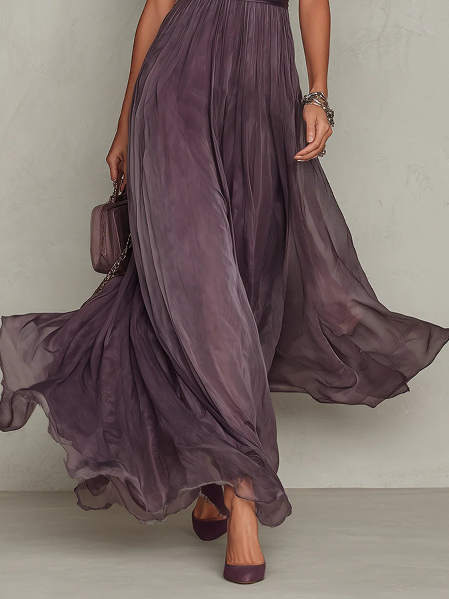 Flavia - Elegant lilla maxikjole