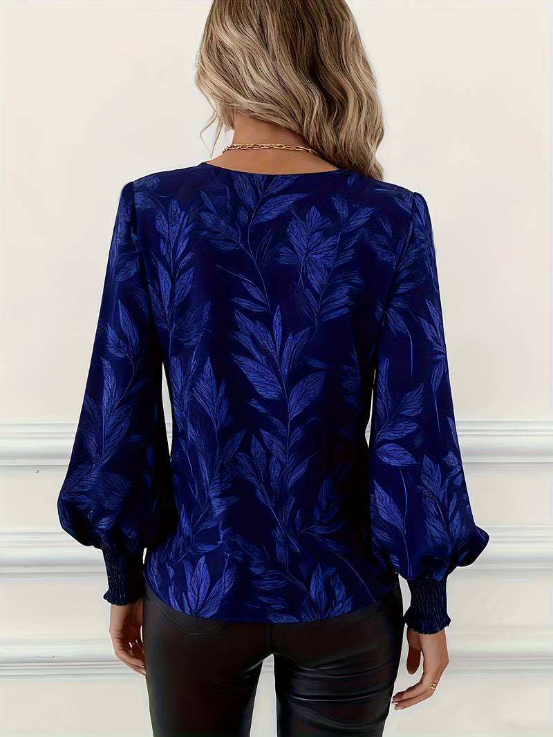 Ruchama - Elegant bluse med bladprint