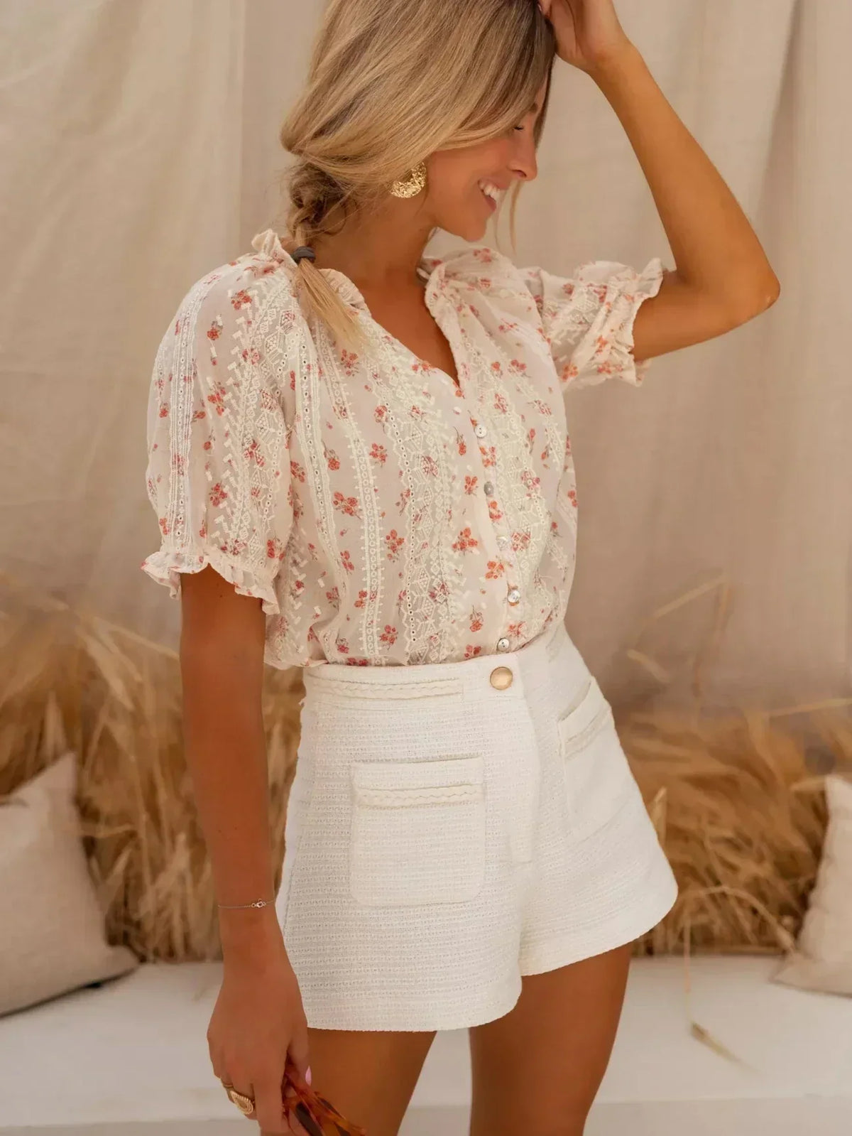 Alva - Blomstret sommerbluse