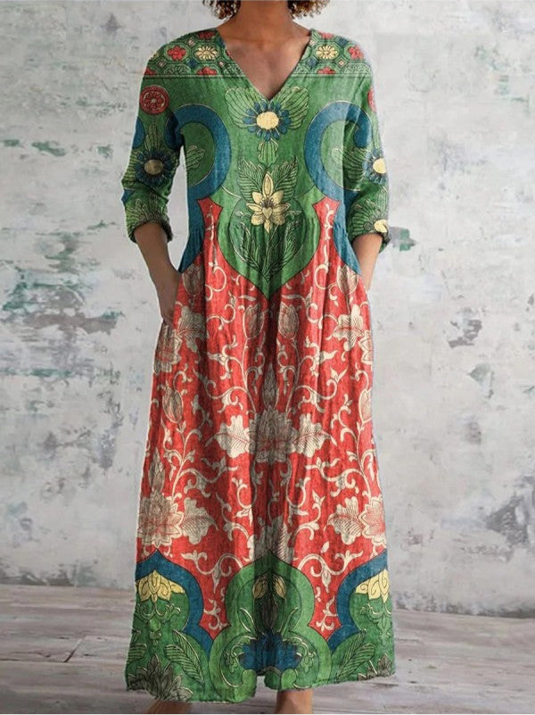 Judith - Elegant blomstret maxikjole
