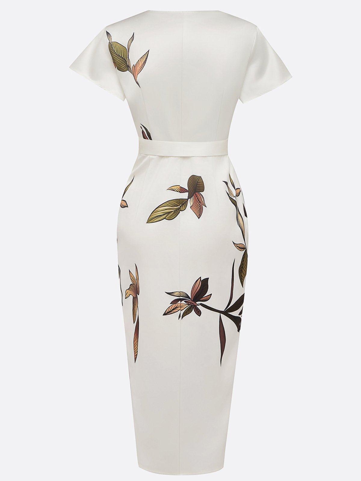 Harper - Elegant botanisk wrapkjole