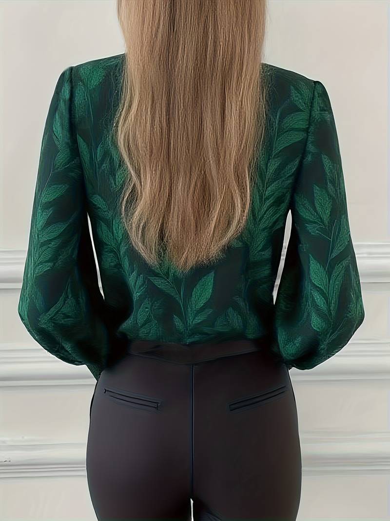 Ruchama - Elegant bluse med bladprint