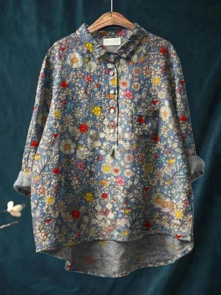 Julia - Elegant blomstret bluse