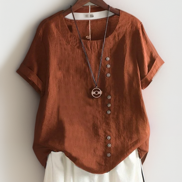 Celine - Chic T-shirt med knapper