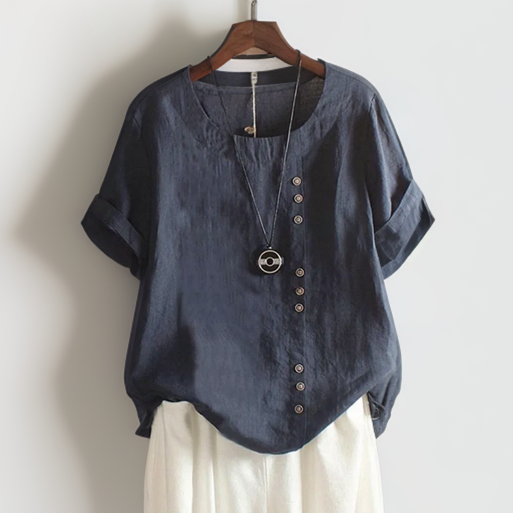 Marie - Chic t-shirt med knapper