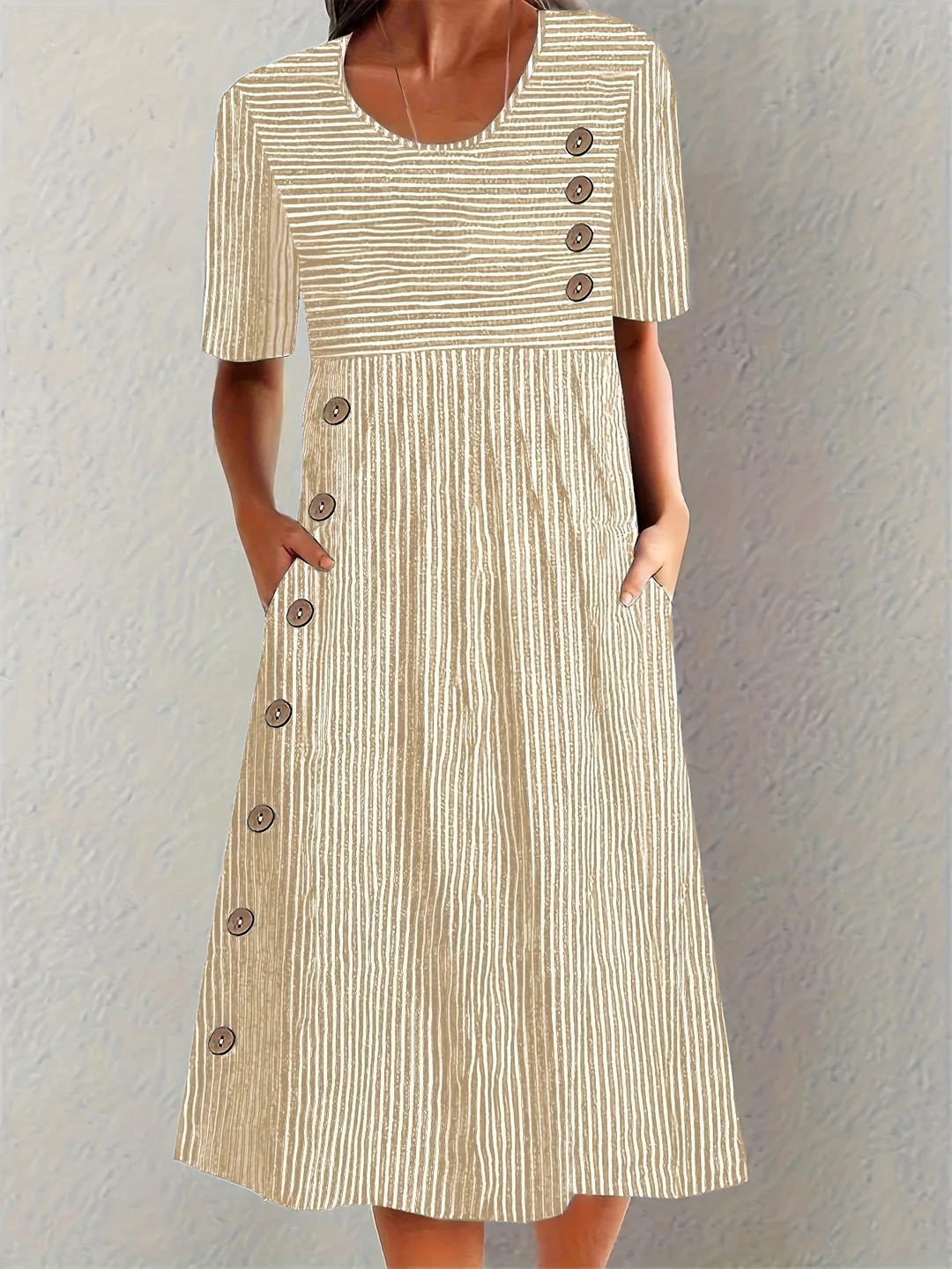 Marina - Elegant stribet midikjole