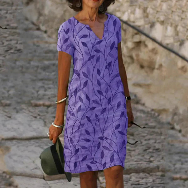 Gianna - Elegant sommerkjole med botanisk print
