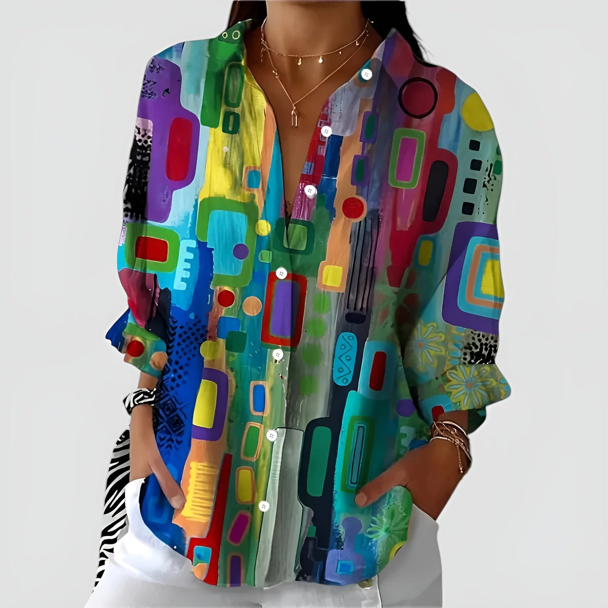 Cerelia - Let bluse med geometrisk print