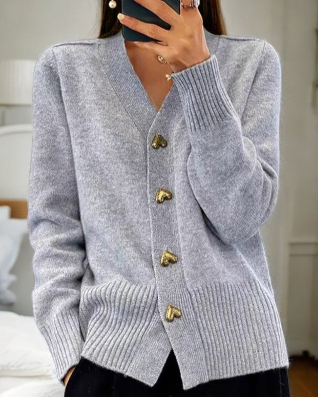 Adele - Blød cardigan med hjerteformede knapper
