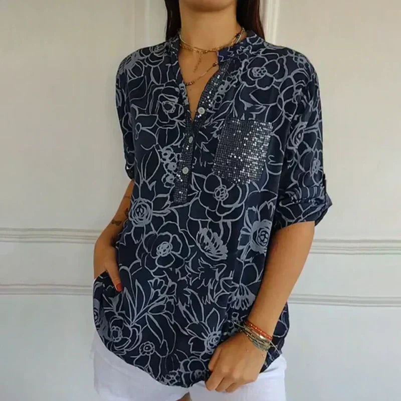 Lotte - Bluse med blomstertryk