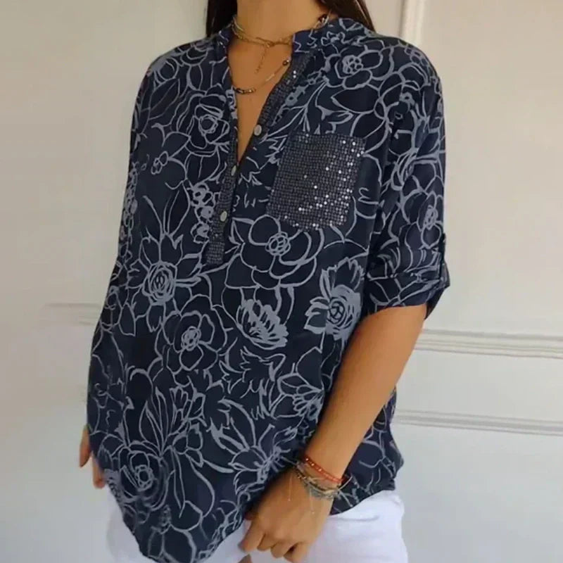 Lotte - Bluse med blomstertryk