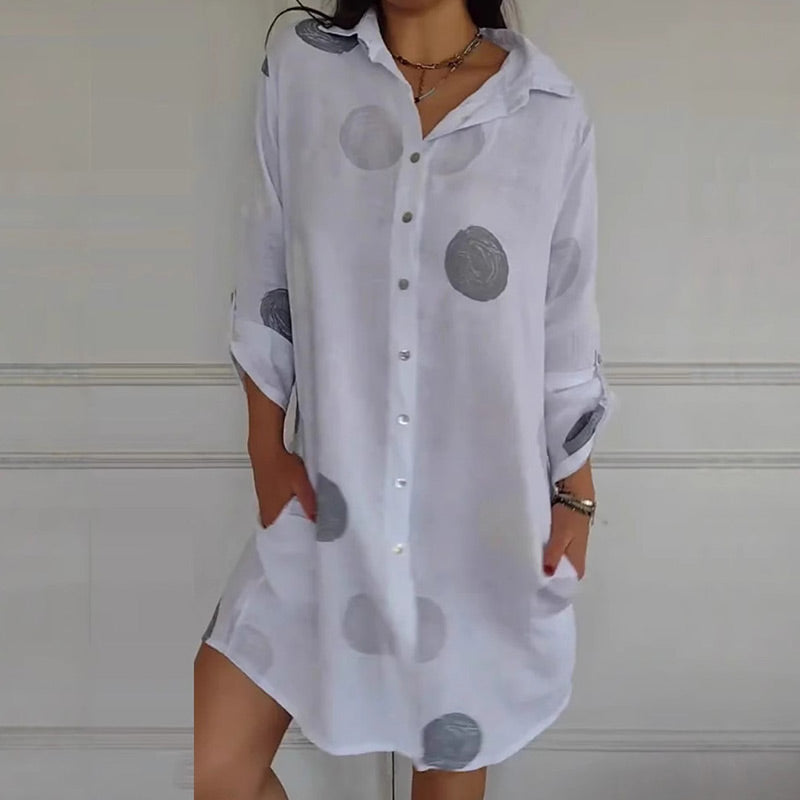 Melina - Elegant skjortekjole med print