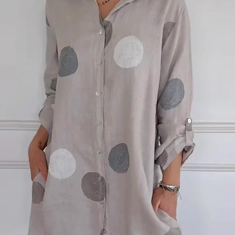 Melina - Elegant skjortekjole med print