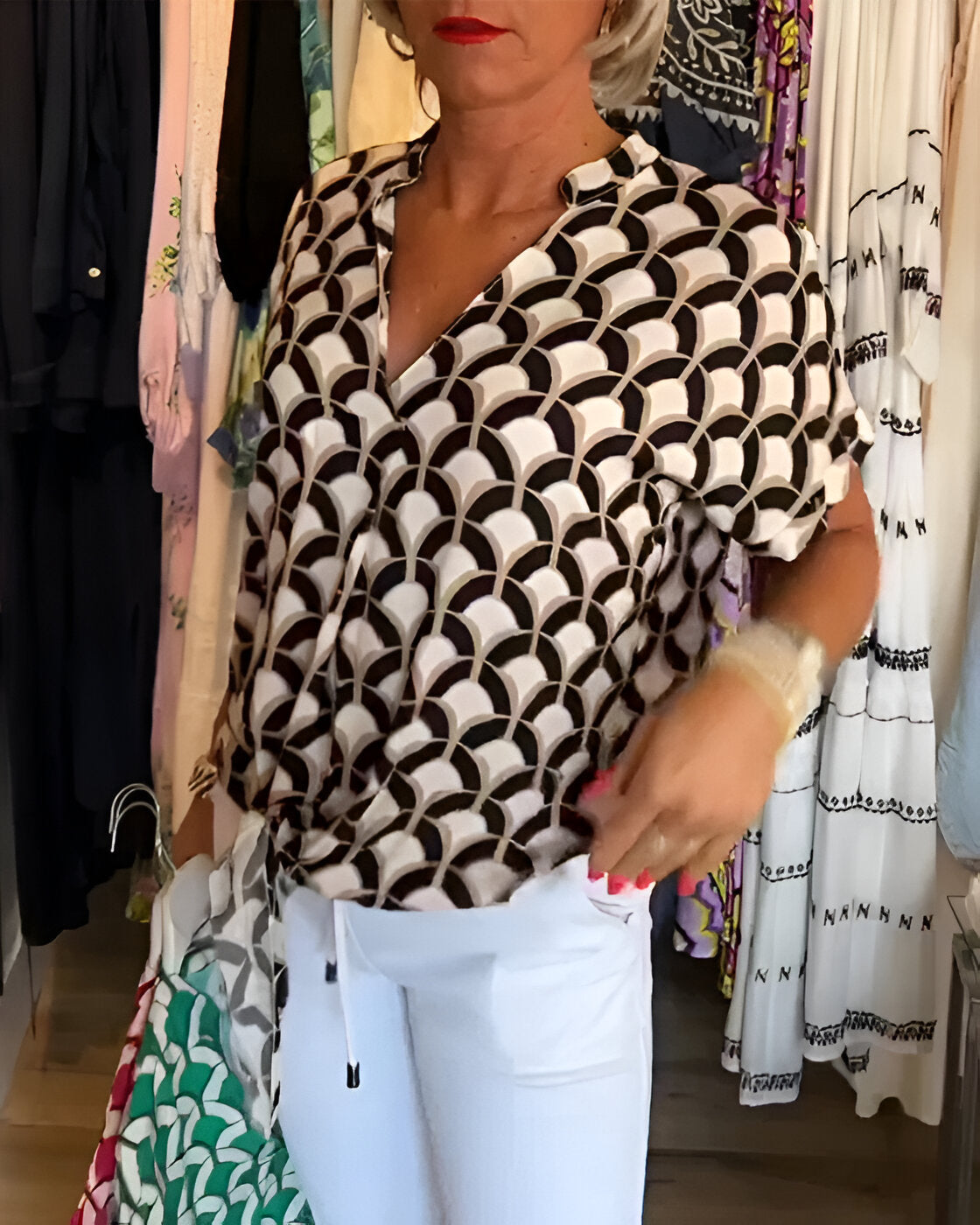 Elena - Afslappet top med print