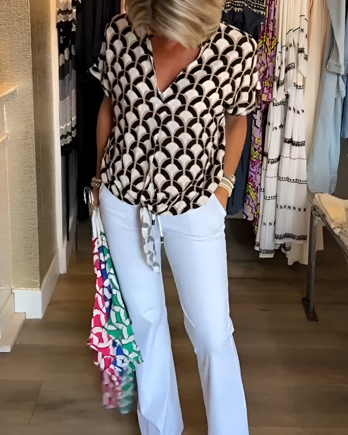 Elena - Afslappet top med print